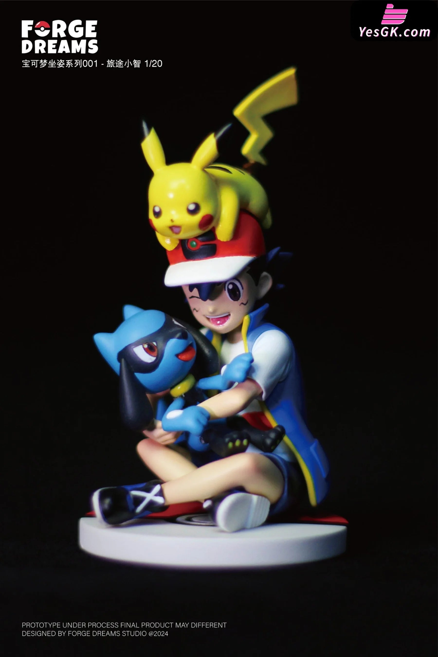 Pokémon Ash Ketchum & Pikachu Riolu Resin Statue - Forge Dreams Studio [Pre-Order] Deposit / 1/8