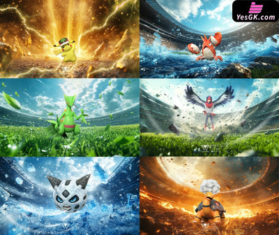 Pokémon Ash’s Team 03 Hoenn Region Pikachu & Corphish & Torkoal & Sceptile & Swellow & Glalie GK Statue - Wonder Studio
