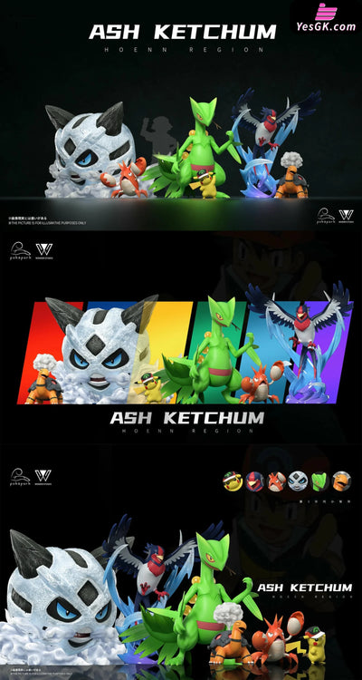 Pokémon Ash’s Team 03 Hoenn Region Pikachu & Corphish & Torkoal & Sceptile & Swellow & Glalie GK Statue - Wonder Studio