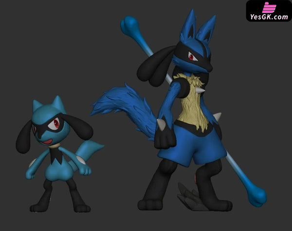 Pokémon Bus Series Lucario Evolution Group GK Statue - RZ Studio [Pre-Order] - Deposit / Original Color - Pokemon