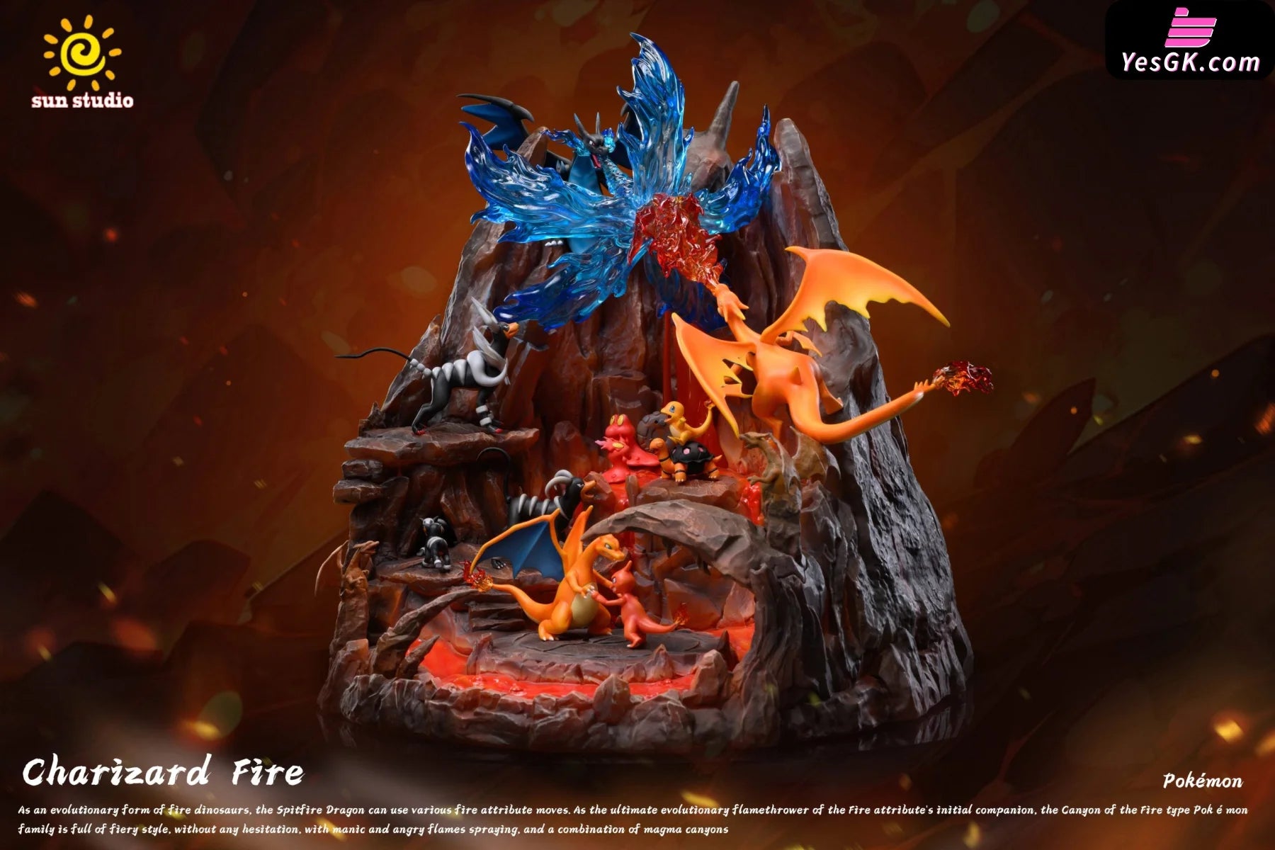 Pokémon Charizard Volcano Scene Statue - Sun Studio [Pre-Order]