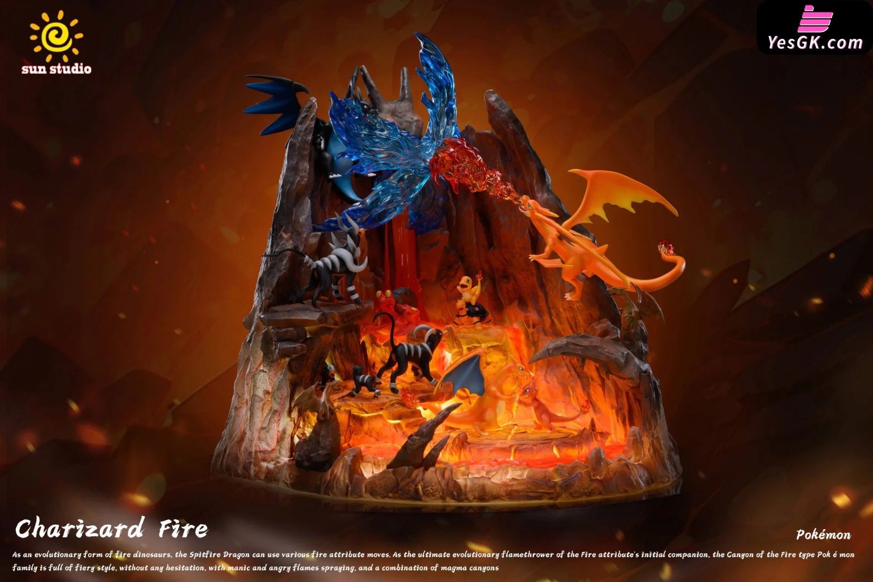 Pokémon Charizard Volcano Scene Statue - Sun Studio [Pre-Order]