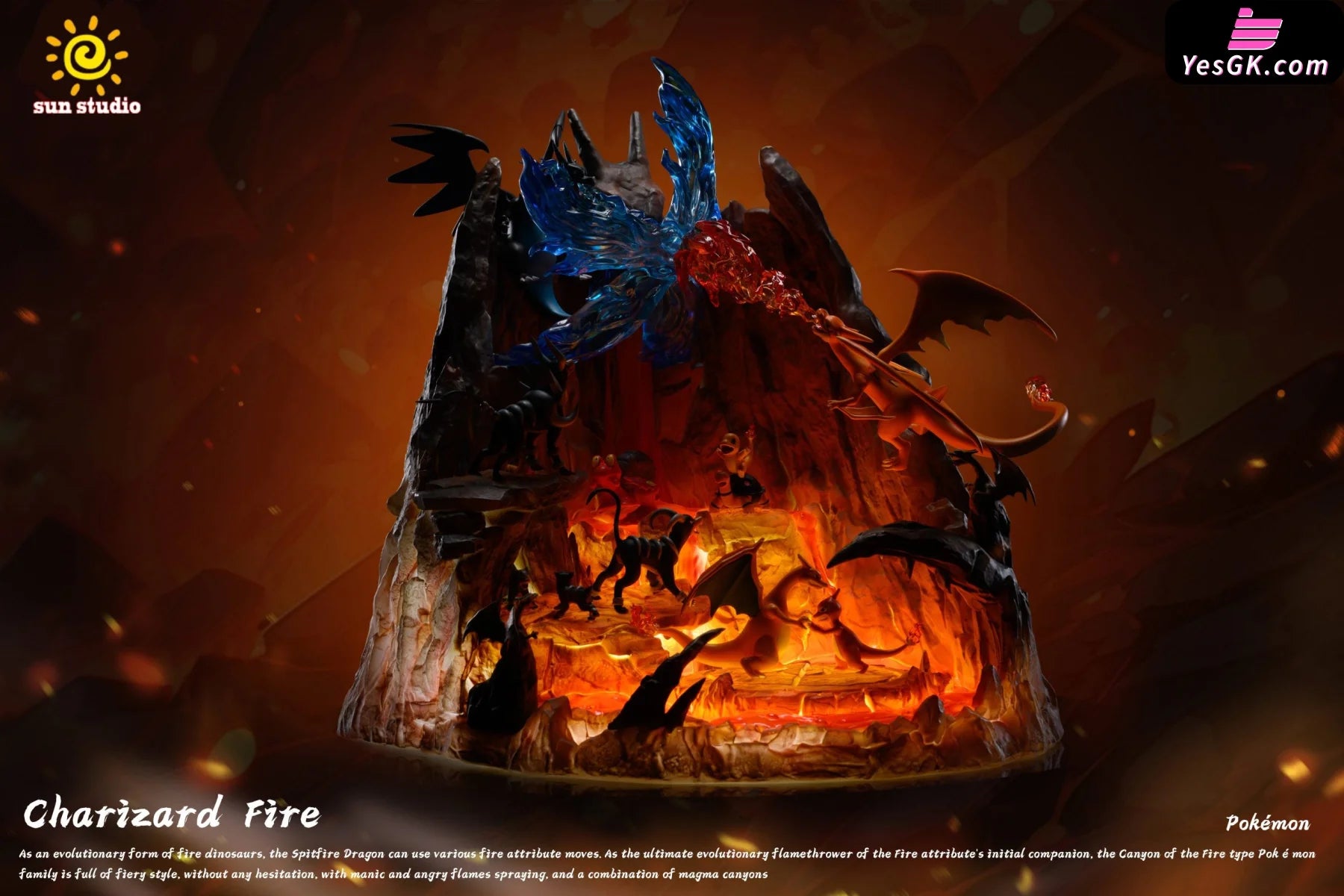 Pokémon Charizard Volcano Scene Statue - Sun Studio [Pre-Order]