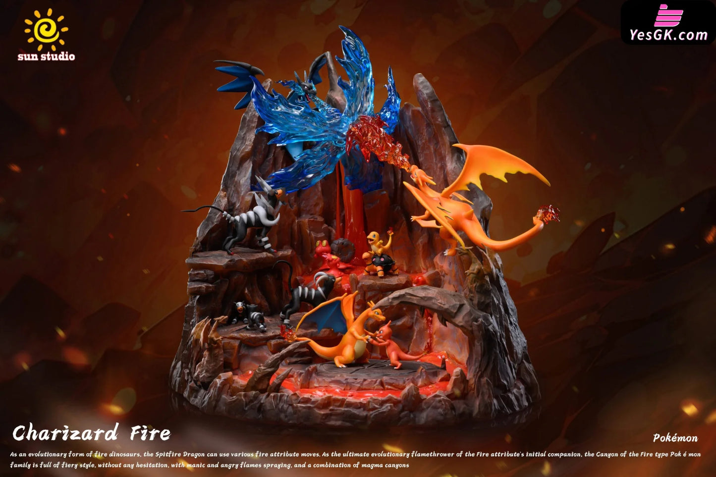 Pokémon Charizard Volcano Scene Statue - Sun Studio [Pre-Order] Deposit