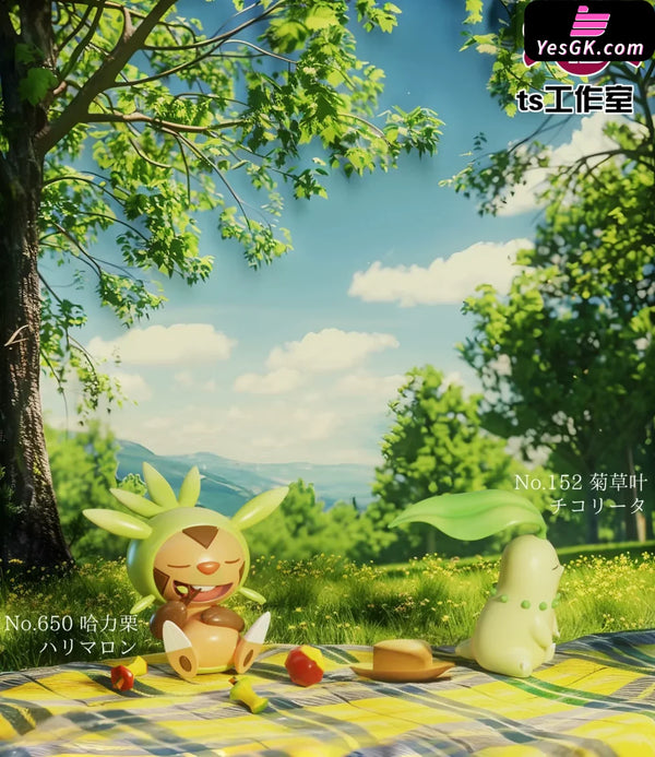 Pokémon Chikorita & Angry Bayleef & Esurient Chespin GK Statue - TS Studio [Pre-Order] - Deposit / Chikorita / With