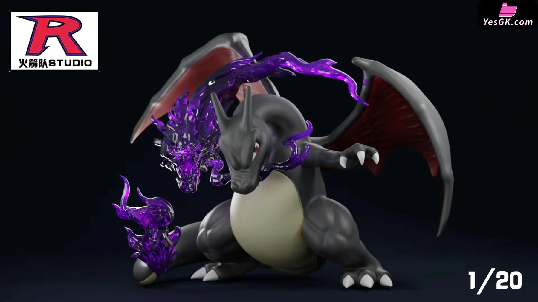 Pokémon Dragon Punch Charizard Gillter Black Flame Statue - Rocket Team Studio [Pre-Order]