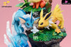 Pokemon Ecological Family Series #3 Eevee Stitching 1 Water Fire Thunder Resin Statue - Dm Studio