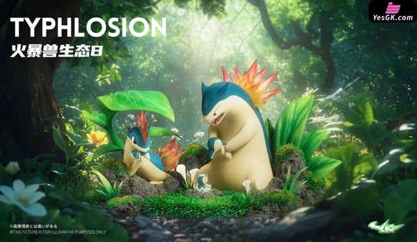 Pokémon Ecological Series Typhlosion Evolution Set GK Statue - Sk Studio [Pre-Order] Deposit / Green Color / A Version