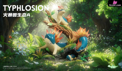 Pokémon Ecological Series Typhlosion Evolution Set GK Statue - Sk Studio [Pre-Order] Deposit / Green Color / B Version