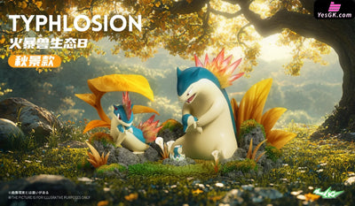 Pokémon Ecological Series Typhlosion Evolution Set GK Statue - Sk Studio [Pre-Order] Deposit / Yellow color / A Version