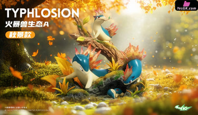 Pokémon Ecological Series Typhlosion Evolution Set GK Statue - Sk Studio [Pre-Order] Deposit / Yellow color / B Version