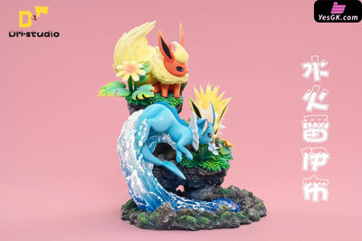 Pokemon Ecological Family Series #3 Eevee Stitching 1 Water Fire Thunder Resin Statue - Dm Studio