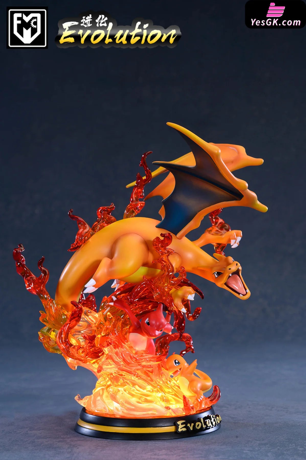 Pokemon - Evolution Of Charizard With Led Resin Statue Mfc Studio [In Stock]