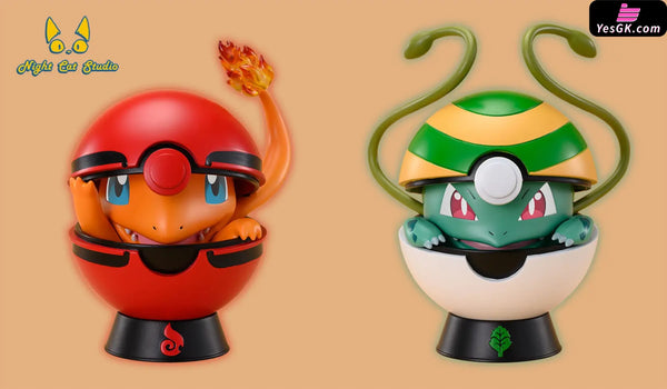 Pokémon Fire And Grass Type Pokeball Resin Statue - Night Cat Studio [Pre-Order]