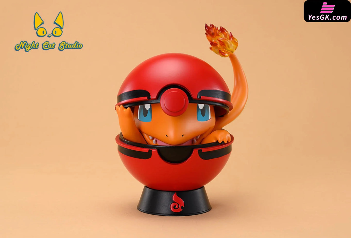 Pokémon Fire And Grass Type Pokeball Resin Statue - Night Cat Studio [Pre-Order]