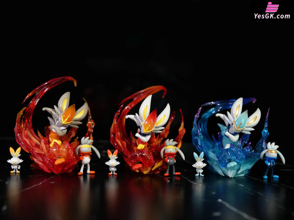 Pokemon Fire-type Starter Series #5 Cinderace Evolution Group Statue - Mo Yu Studio [Pre-Order] - Pokemon