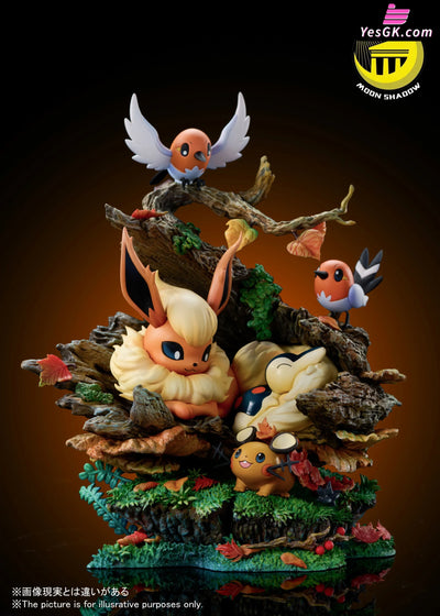 Pokemon Flareon Cyndaquil Tandemaus Fletchling Natural Scene Resin Statue - Moon Shadow Studio