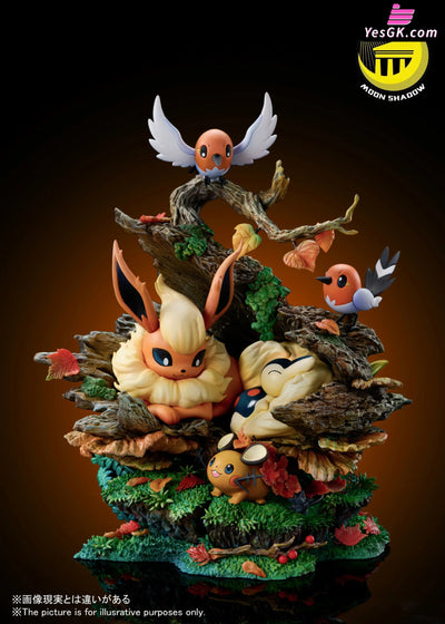 Pokemon Flareon Cyndaquil Tandemaus Fletchling Natural Scene Resin Statue - Moon Shadow Studio