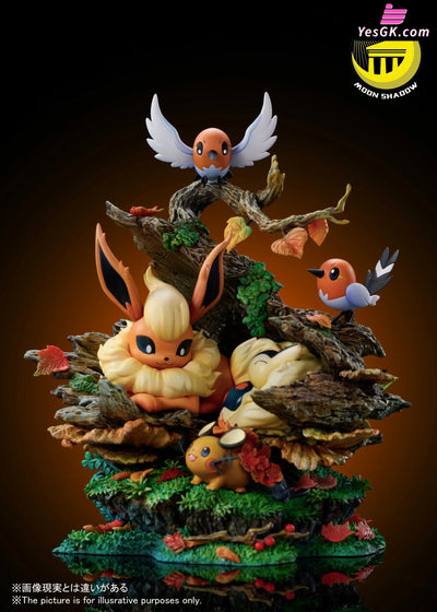 Pokemon Flareon Cyndaquil Tandemaus Fletchling Natural Scene Resin Statue - Moon Shadow Studio