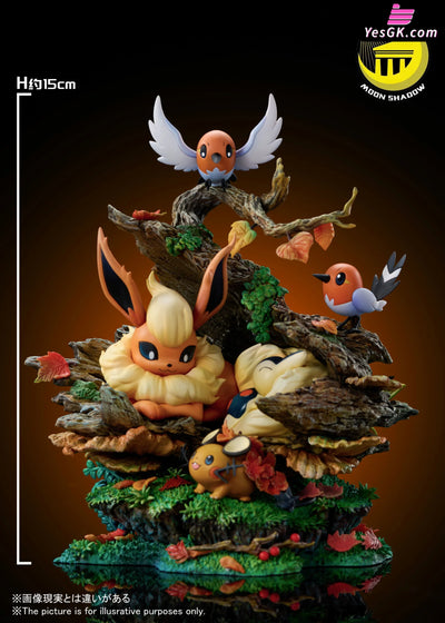 Pokemon Flareon Cyndaquil Tandemaus Fletchling Natural Scene Resin Statue - Moon Shadow Studio