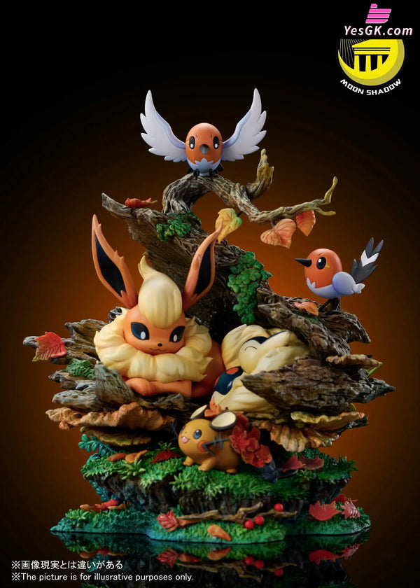 Pokemon Flareon Cyndaquil Tandemaus Fletchling Natural Scene Resin Statue - Moon Shadow Studio