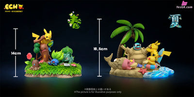 Pokemon Four Seasons Series Summer Pikachu & Squirtle Slowpoke Exeggcute Statue - Echo Studio