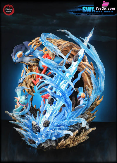 Pokémon Gx Evolution Series #13 Swampert Family Muddy Water Resin Statue - Fantasy Studio