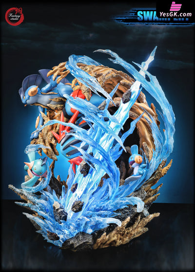 Pokémon Gx Evolution Series #13 Swampert Family Muddy Water Resin Statue - Fantasy Studio