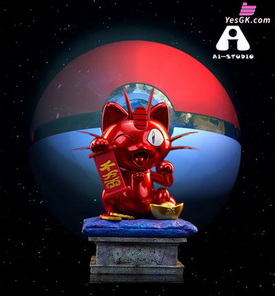Pokemon Maneki-Neko Meowth Resin Statue - Ai Studio [Pre-Order] Deposit / Red Color Pokémon