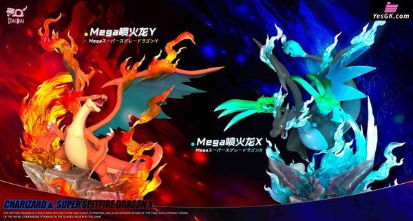Pokemon Mega Charizard X & Mega Charizard Y 1/20 GK Statue - Dai Dai Studio [In-Stock] - Full Payment / Original Color