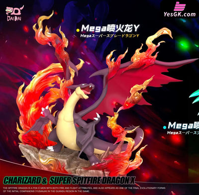 Pokemon Mega Charizard X & Mega Charizard Y 1/20 GK Statue - Dai Dai Studio [In-Stock] - Full Payment / Shiny Color
