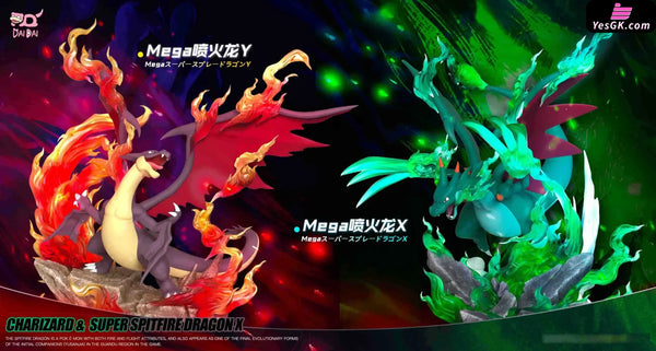 Pokemon Mega Charizard X & Mega Charizard Y 1/20 GK Statue - Dai Dai Studio [In-Stock] - Full Payment / Shiny Color