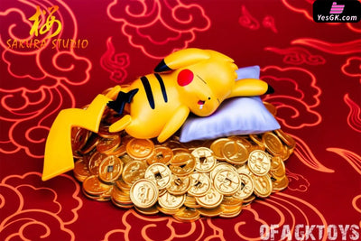 Pokemon Money comes from sleeping in the New Year lie down Pikachu GK Statue - SAKURA Studio [In-Stock] Full Payment