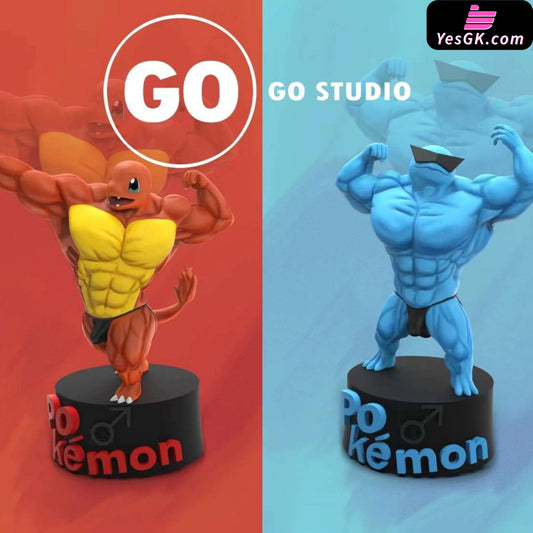 Pokémon Muscle Man Squirtle & Bulbasaur Charmander Pikachu Resin Statue - Go Studio [Pre-Order]