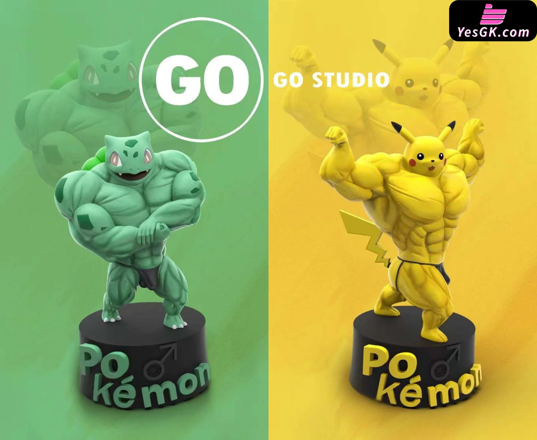 Pokémon Muscle Man Squirtle & Bulbasaur & Charmander & Pikachu Resin S –  YesGK