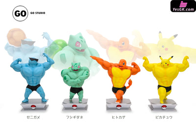 Pokemon - Muscle Show Series Pikachu Charmander Squirtle & Bulbasaur Resin Statue Go Studio [In