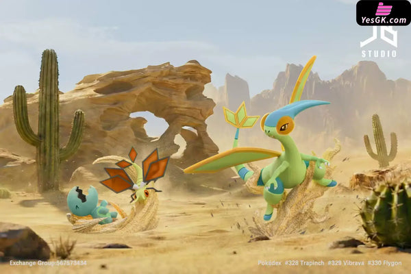 Pokemon Pokedex Series Evolution Group #328 Trapinch & #329 Vibrava & #330 Flygon Statue - JB Studio [Pre-Order]
