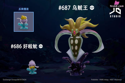 Pokémon Pokédex Series Evolution Set #686 Inkay #687 Malamar Gk Statue - Jb Studio [Pre-Order]