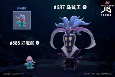 Pokémon Pokédex Series Evolution Set #686 Inkay #687 Malamar Gk Statue - Jb Studio [Pre-Order]