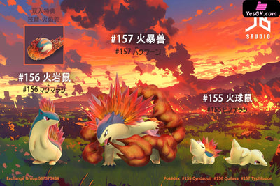 Pokemon Pokedex Series Evolutionary Group Cyndaquil & Quilava Typhlosion Resin Statue - Jb Studio