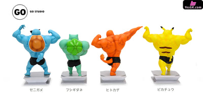 Pokemon - Reopen Muscle Show Series Pikachu & Charmander Squirtle Bulbasaur Resin Statue Go Studio