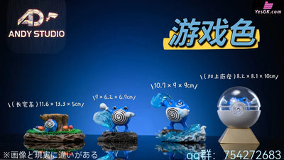 Pokemon Scale World 120 Picture Book: Poliwag Evolution Set Resin Statue - Andy Studio [Pre -