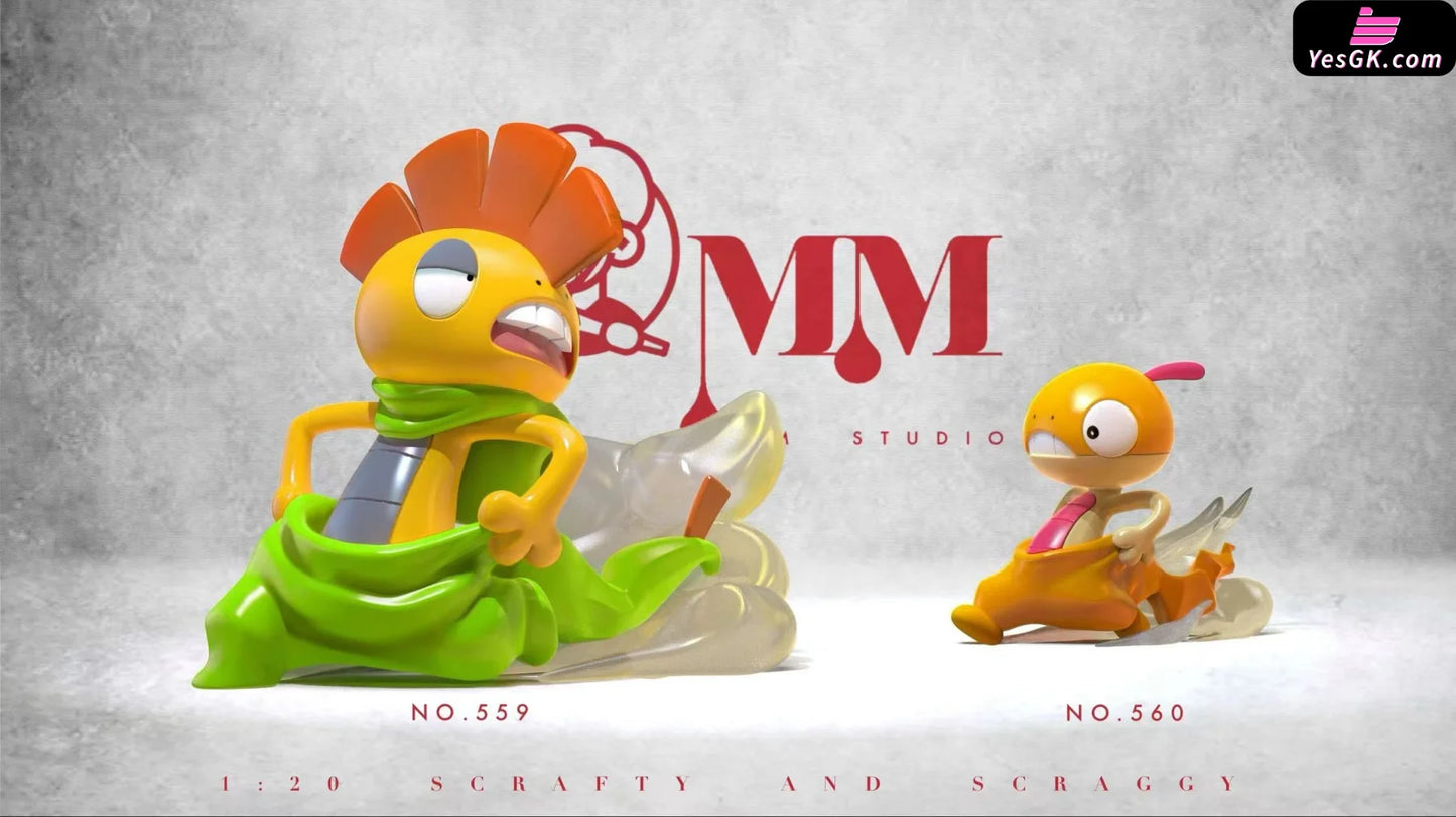 Pokemon Scraggy & Scrafty Statue - Mm Studio [Pre-Order] Deposit / Glitter Color 1/20 Scale Pokémon