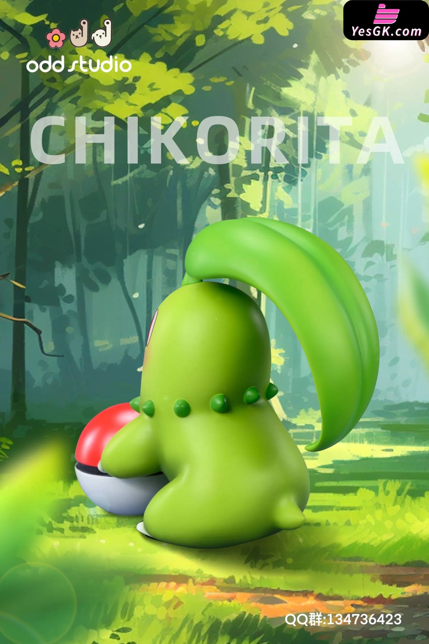 Pokemon Sitting Chikorita Resin Statue - Odd Studio [Pre - Order] Pokémon