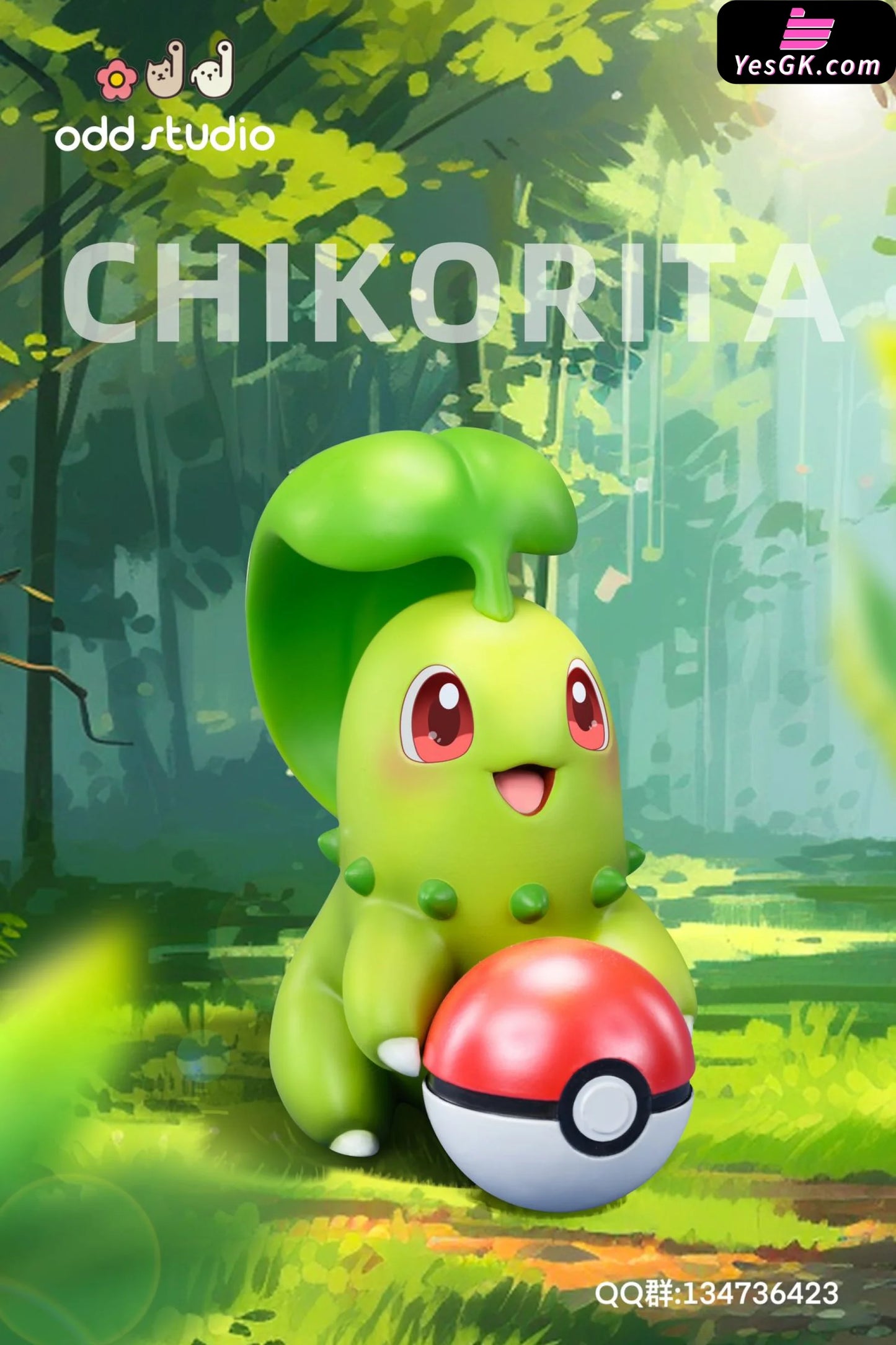 Pokemon Sitting Chikorita Resin Statue - Odd Studio [Pre - Order] Deposit Pokémon