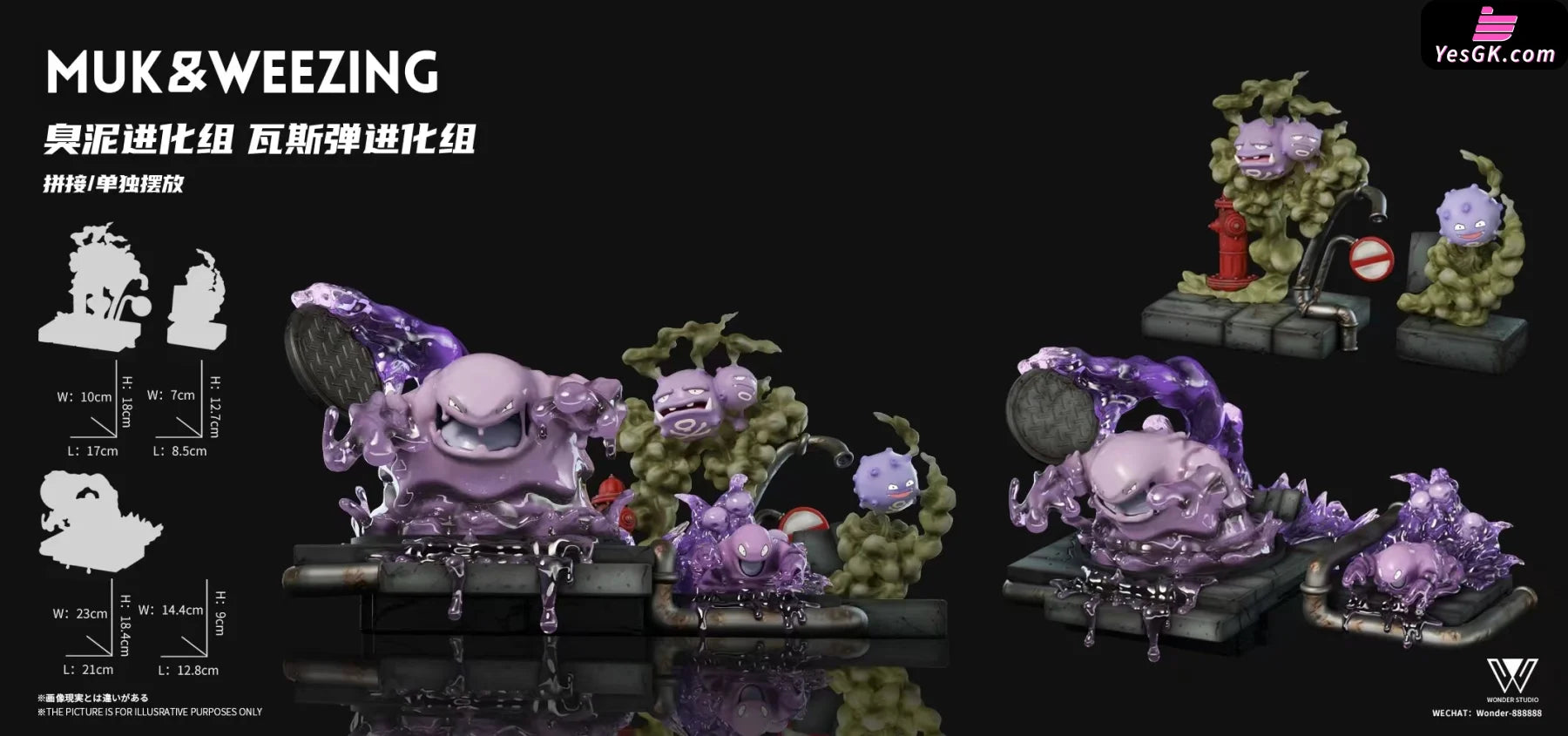 Pokémon Skill Museum Weezing Muk Evolution Group Statue - Wonder Studio [Pre-Order]