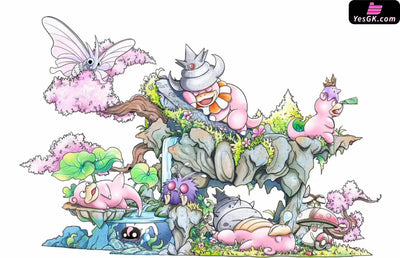 Pokémon Slowpoke Ecological Group Statue - DM Studio x Guagua Studio [Pre-Order] Pokémon