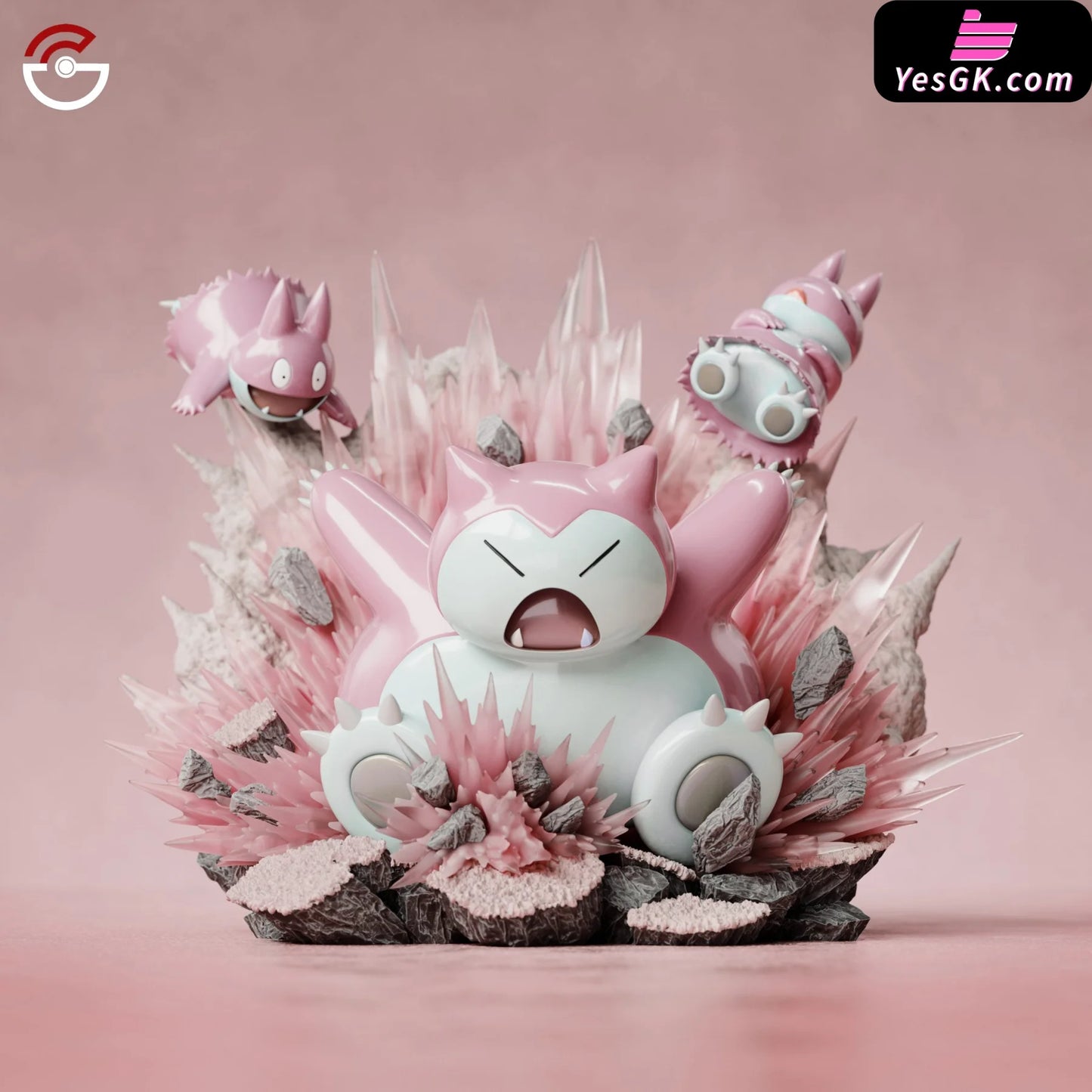 Pokémon Snorlax Evolution Group Statue - Guangzhu Studio [Pre-Order] Deposit / Pink Color 1/20 Scale