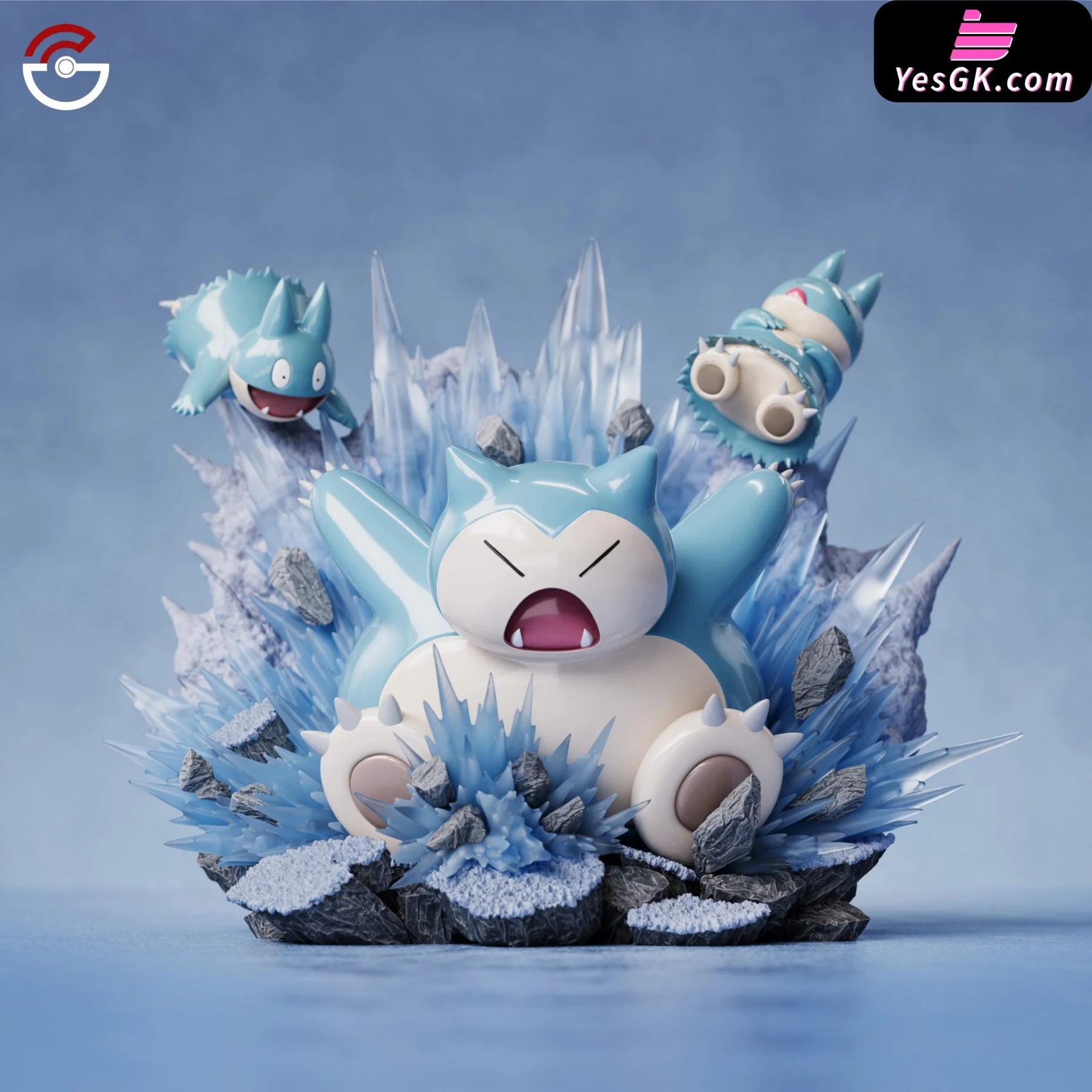 Pokémon Snorlax Evolution Group Statue - Guangzhu Studio [Pre-Order] Deposit / Snow Color 1/20 Scale