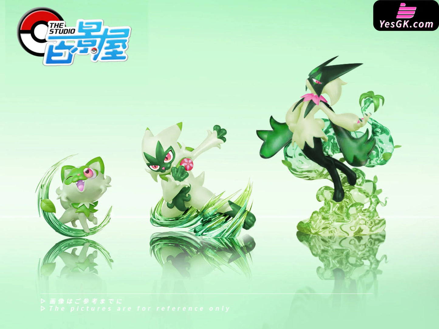 Pokémon Sprigatito Evolution Group Statue - Baijingwu Studio [Pre-Order]